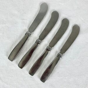 Georg Jensen Plata 4 Cheese Butter Spreaders Knives Danish Modern MCM Vintage